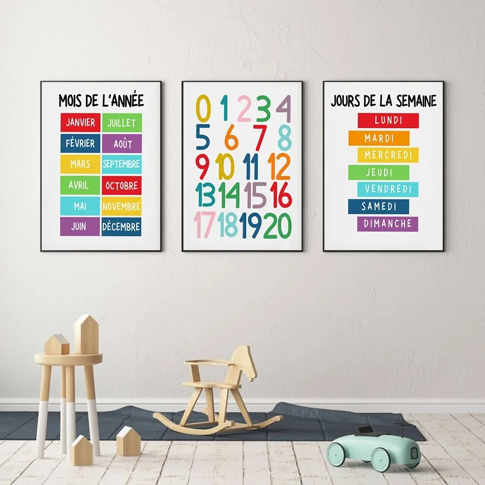 Kids Education School - 1PC Playroom Wall Alphabet Numbers French