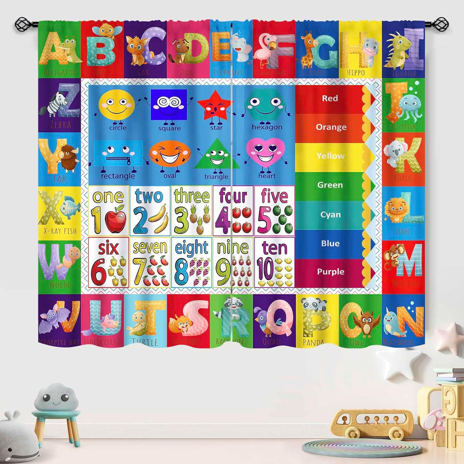 ABC Number Shape Curtain Panel - đánh giá và giá Abc Kids Early Education